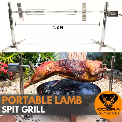 LAMB SPIT Grill Rotisserie Campfire BBQ Outdoor Portable Cooking ELECTRIC Campin • $239