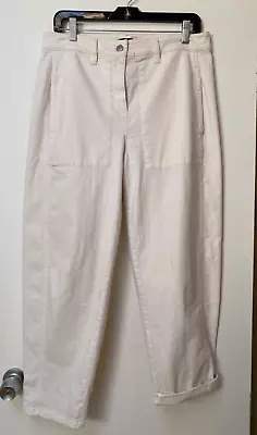 Eileen Fisher M Lantern Pants Jeans Crop Undyed Natural Organic Cotton Denim • $45