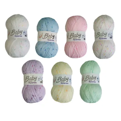 Baby Wool Soft DK Double Knitting Yarn Woolcraft Baby Prints Sparkle DK 100g • £2.89