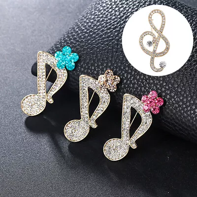 £2.63 • Buy Crystal Musical Note Bridal Brooch Rhinestone Diamante Wedding Dress Broach Pin