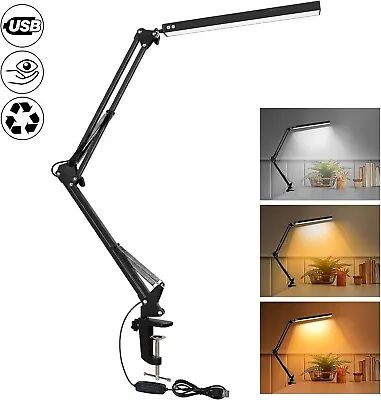 SKYLEO LED Desk Lamp With Clamp Eye Care Dimmable Reading Light - 3 Colour Modes • £21.99