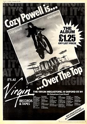 F32 Single/album Advert 15x11 Cozy Powell : Over The Top Virgin • £15