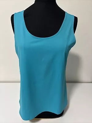 NWT Chico's  Women's Aqua Pullover Scoop Neck Sleeveless Microfiber Tank Top 2 • $24.99