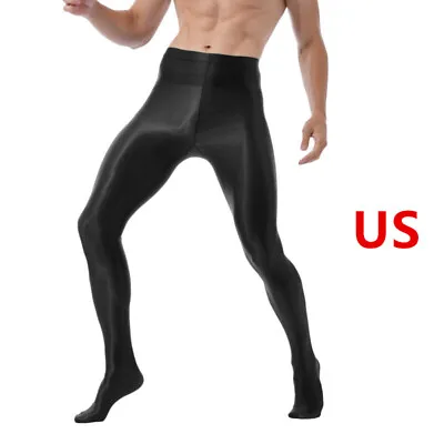 US Men's Glossy Pantyhose Seamless Stretch Underwear Activewear Shiny Stocking • $7.35
