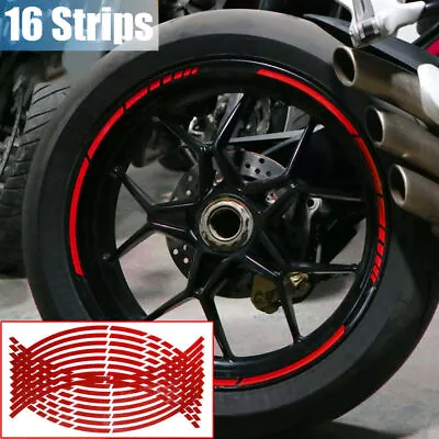 16pcs Red Reflective Stickers Car Wheel Hub Rim Stripe Tape Decal Accessories • $5.49