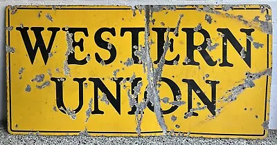 Original Large Double Sided Western Union Porcelain Sign 24 X 48 • $299.99