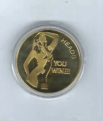 Nude Busty Woman Lady Heads Tails You Win Gold Clad Coin Medal Medallion • $10