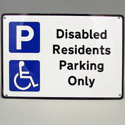 £11.99 • Buy Disabled Residents Parking Sign Metal Blue Badge Space Driveway Clear Garage