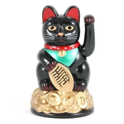 LUCKY BECKONING FORTUNE CAT 4  White Or Black Maneki Neko Waving Wealth Kitty • $7.95