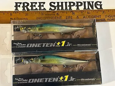 LOT OF 2 Megabass Vision 110+1 JR 3/8oz JERKBAIT FISHING LURES GG THREADFIN SHAD • $60