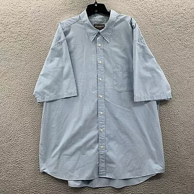 Eddie Bauer Shirt Mens 3XLT Button Up Plaid Short Sleeve Blue* • $12.95