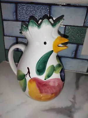 Vintage Chicken Rooster Grapes Pitcher Made In Italy For Marketplace 10  Tall  • $20.93