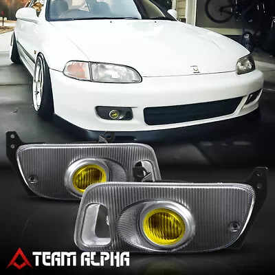 Fits 1992-1995 Honda Civic 2/3Dr[Yellow]Bumper Fog Light W/Switch+Harness+Bezel • $45.98