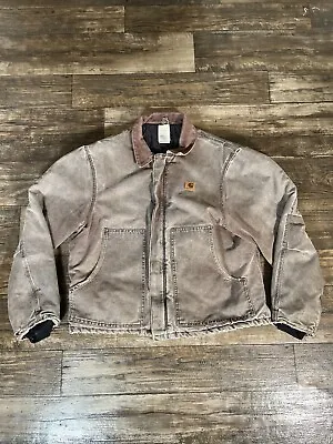$119.99 • Buy Vintage Carhartt J22-CHT Duck Jacket Quilt Lined Large Distressed USA canvas