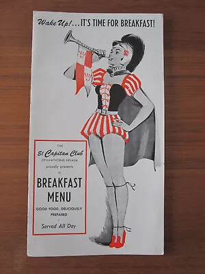 Vintage 1950s? El Capitan Club (Hawthorne NV) Breakfast Menu Nevada History • $17.95