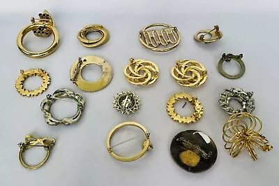 Vintage Brooch Lot 17 Pieces Estate Gold Silver Tone Crafting Reselling Jewelry • $53