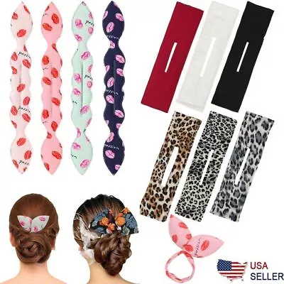 $7.99 • Buy New Deft Bun Knotted Wire Hair Band Print Headband Twist Maker Hair Accessories