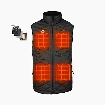 EWP Unisex Black Heated Insulated Quilted Vest W/ Rechargeable Battery Pack - XL • $89.99