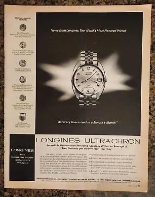 £3.38 • Buy 1968 Longines Wittnauer Ultra-Chron Watch Full Page Look Magazine Print Ad