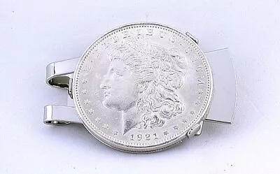 1921 Morgan Dollar Handmade Silverplated Silver Plated Steel Money Clip EBS7739 • $136.99