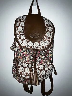 Vintage Union Bay Flowers Lace Backpack Purse • $10