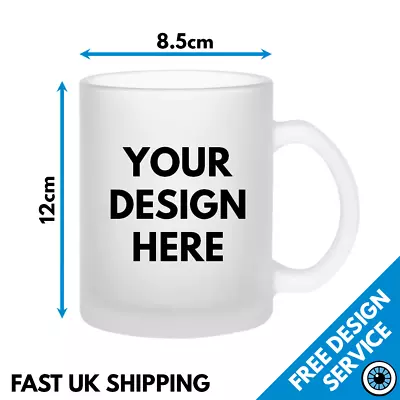 Custom Printed Frosted Glass Mug • Personalised Print Gift Image Logo Text Mugs • £9.99