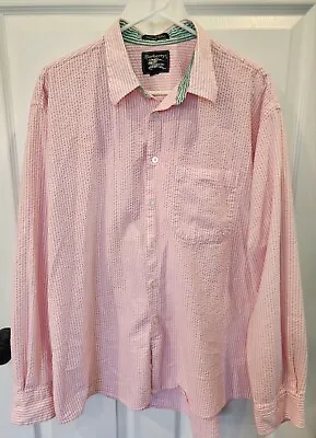 Vintage Burberrys Shirt Men XL Pink White Stripe Long Sleeve Button Up USA Made  • $29.99