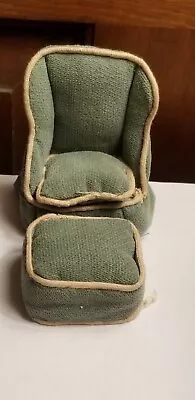 Vintage Dollhouse Miniature Lundby Style Upholstered Chair & Stool • $14.99