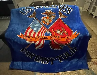 Vintage U.S. Marines These Colors Never Fade Far East Tour Thick Plush Blanket • $200