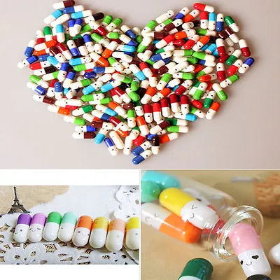 50 Pcs Half Color Pills Secret Message In A Bottle Capsule Letter Cartoon~LO • $1.50