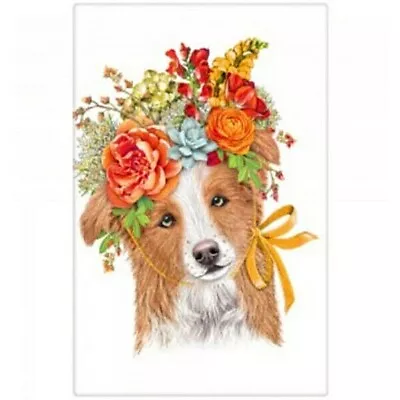 Mary Lake-Thompson Collie Dog Rose Flower Crown Flour Sack Kitchen Towel • $10.50