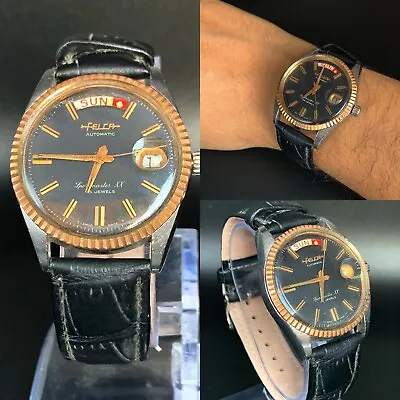 Vintage Felca Automatic Day Date Swiss Made Wrist Watch  • $400