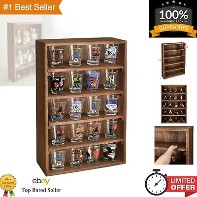 Wooden Wall-Mounted Display Shelves Rack - 5 Adjustable Height Shelves - Brown • $40.22