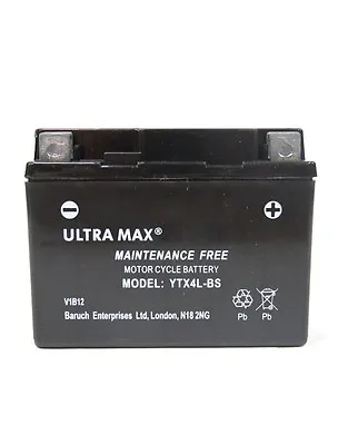 Ultramax Ttx4l-bs 12v 3ah For Motorcycle Motorbike Quad Bike Jet Ski • £15.99