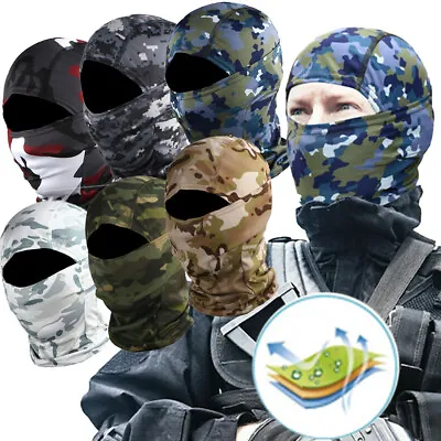 Camo Tactical Balaclava Outdoor Full Face Mask Military UV Protection Face Cover • $3.99