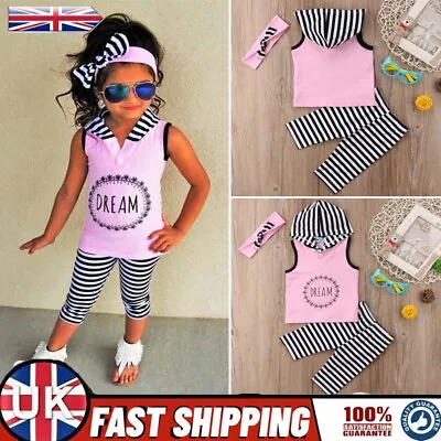 Toddler Kids Baby Girls T-Shirt Tops Long Pants Clothes Outfits Set Casual Wear • £11.79