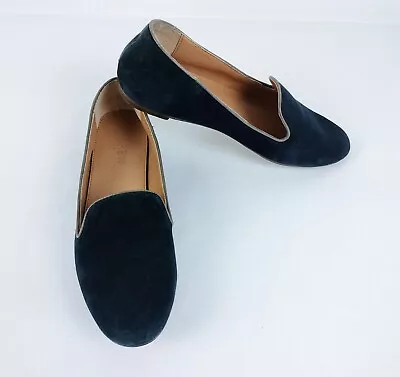 J Crew Addie Womens Suede Slip On Shoes Flats 09141 Navy Blue Size 6  • $12.99