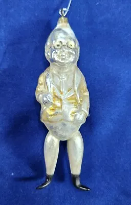 Antique Glass Christmas Ornament Annealed Legs 5  Foxy Grandpa German • $78