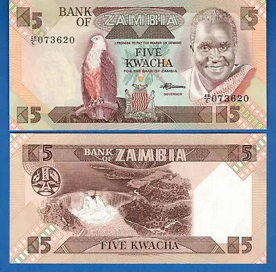 Zambia P-25 5 Kwacha 1980-88 ND World Paper Money Currency Uncirculated Banknote • $2.25