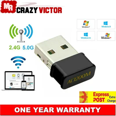$16.49 • Buy 1200Mbps FAST USB Wireless WiFi Network Receiver Adapter 5GHz Dual Band Dongle
