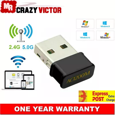$16.49 • Buy 1200Mbps FAST USB Wireless WiFi Network Receiver Adapter 5GHz Dual Band Dongle