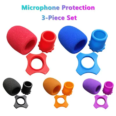 Wireless Microphone Protective Kit Foam Mic Cover Anti-Slip Anti-Rolling Ring • $8.17
