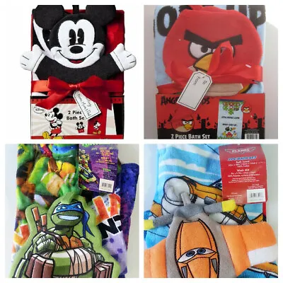 £15.83 • Buy New Bath Towel And Mitt Ninja Turtles Mickey Mouse Angry Birds Disney Pixar