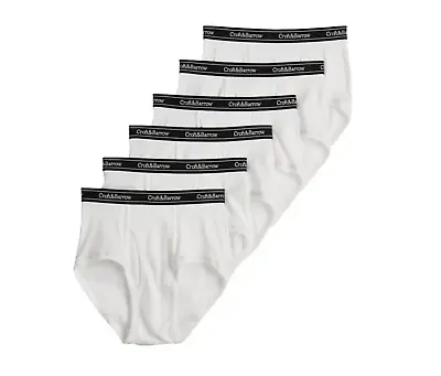 Men's Croft & Barrow 6-pack Solid Full-Cut Briefs 100% Cotton Underwear - White • $25