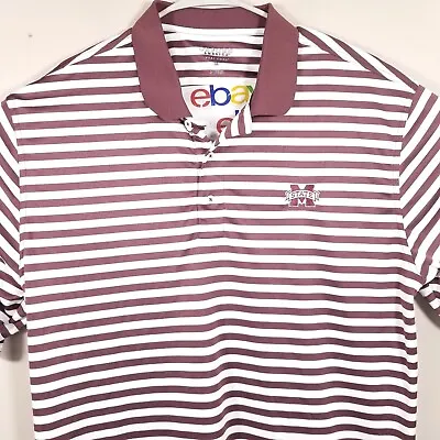 Mississippi State Polo Shirt Men's XL Oxford Veri Cool Maroon White Striped • $16.20