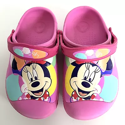 Minnie Mouse Pink CROCS Girl's Clogs Style Shoes Size J 1 • $15.99