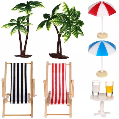 Beach Micro Landscape Miniature Mini Palm Trees Parasols Deckchairs Beverages  • $10.18