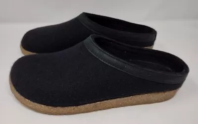 Haflinger Grizzly Men's  Eur 45 Us 11.5 Charcoal Wool Clog Mules Slippers Shoes • $45.98