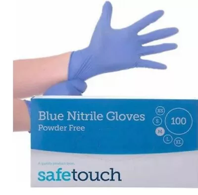 Strong Blue Nitrile Gloves Disposable  Powder & Latex Free Medical Tattooist 100 • £7.49