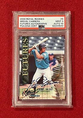 2000 Royal Rookies Miguel Cabrera Futures Autographs Rookie PSA MINT 9/AUTO 10 • $500